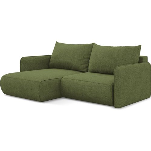 2,5-Sitzer Ecksofa mit Schlaffunktion - Ecke Links - Chenille - Flaschengrün - NANEA