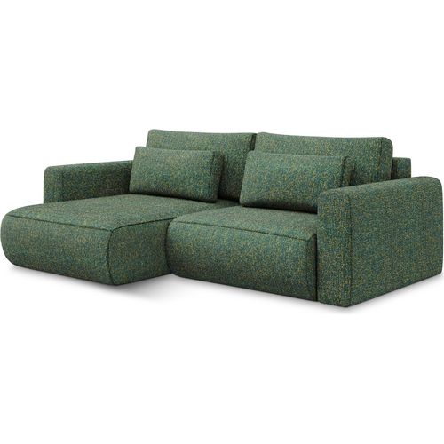 2-Sitzer Ecksofa mit Schlaffunktion - Ecke Links - Strukturstoff - Grün - KAPUA