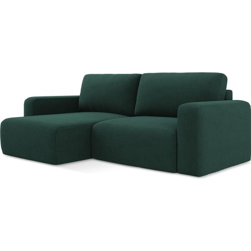 Ecksofa mit Schlaffunktion Links - Strukturstoff - Flaschengrün - KONA