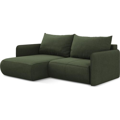 2,5-Sitzer Ecksofa mit Schlaffunktion - Ecke Links - Strukturstoff - Olive - NANEA