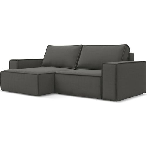 2-Sitzer Ecksofa mit Schlaffunktion - Ecke Links - Samt - Stahl - KIMO