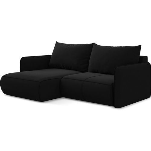 2,5-Sitzer Ecksofa mit Schlaffunktion - Ecke Links - Samt - Schwarz - NANEA