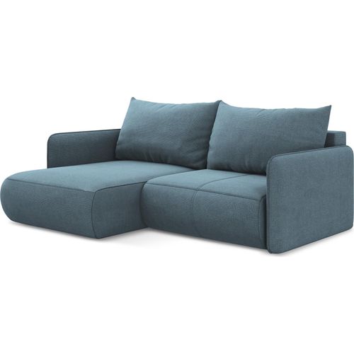 2,5-Sitzer Ecksofa mit Schlaffunktion - Ecke Links - Strukturstoff - Hellblau - NANEA