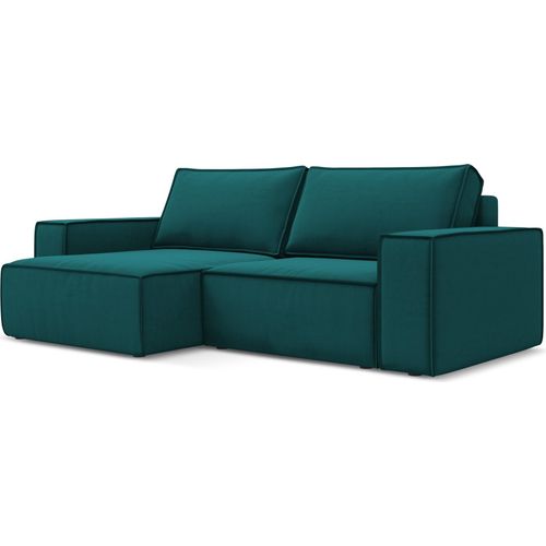2-Sitzer Ecksofa mit Schlaffunktion - Ecke Links - Samt - Marine - KIMO