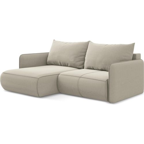 2,5-Sitzer Ecksofa mit Schlaffunktion - Ecke Links - Samt - Perle - NANEA