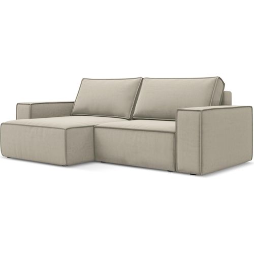 2-Sitzer Ecksofa mit Schlaffunktion - Ecke Links - Samt - Perle - KIMO