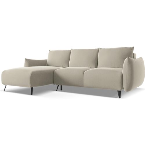 Ecksofa mit Schlaffunktion - Ecke Links - Samt - Perle - MALIE