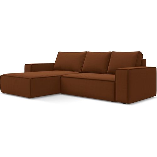 3-Sitzer Ecksofa mit Schlaffunktion - Ecke Links - Samt - Terrakotta - KIMO