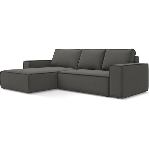 3-Sitzer Ecksofa mit Schlaffunktion - Ecke Links - Samt - Stahl - KIMO
