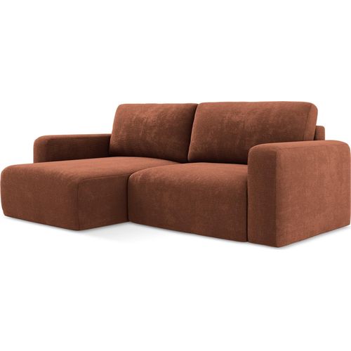 Ecksofa mit Schlaffunktion Links - Chenille - Terrakotta - KONA
