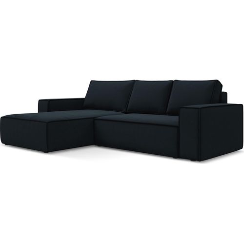 3-Sitzer Ecksofa mit Schlaffunktion - Ecke Links - Samt - Königsblau - KIMO