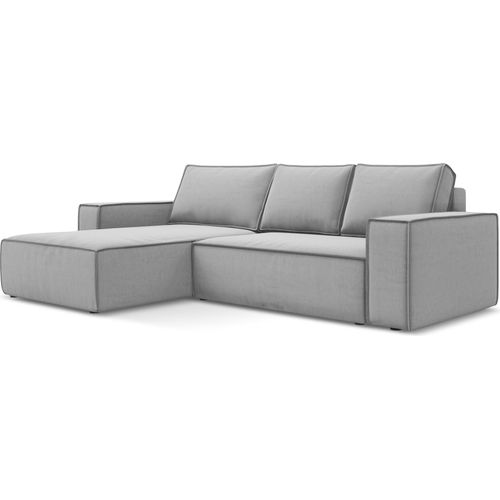 3-Sitzer Ecksofa mit Schlaffunktion - Ecke Links - Samt - Grau - KIMO