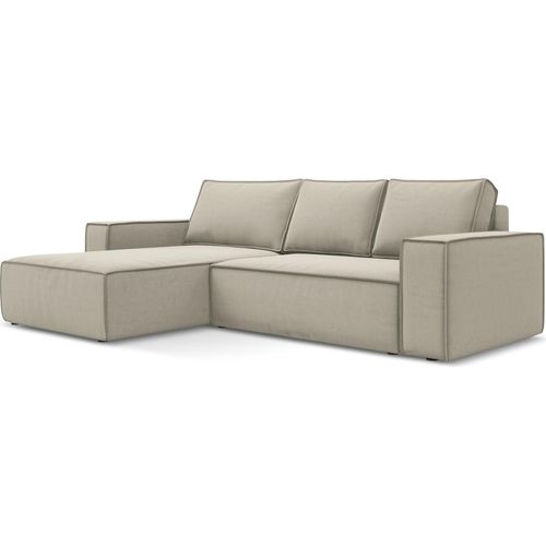 3-Sitzer Ecksofa mit Schlaffunktion - Ecke Links - Samt - Perle - KIMO