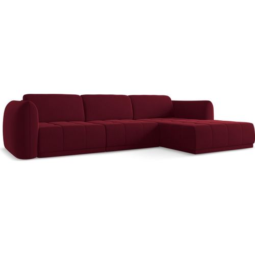 Ecksofa - Ecke Rechts - Samt - Burgund - HOKU