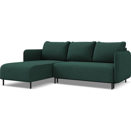 Ecksofa mit Schlaffunktion - Ecke Links - Strukturstoff - Flaschengrün - LUANA