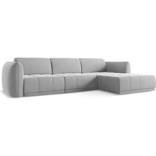 Ecksofa - Ecke Rechts - Samt - Grau - HOKU