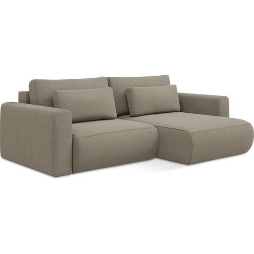 2-Sitzer Ecksofa mit Schlaffunktion - Ecke Rechts - Strukturstoff - Dunkelbeige - KAPUA