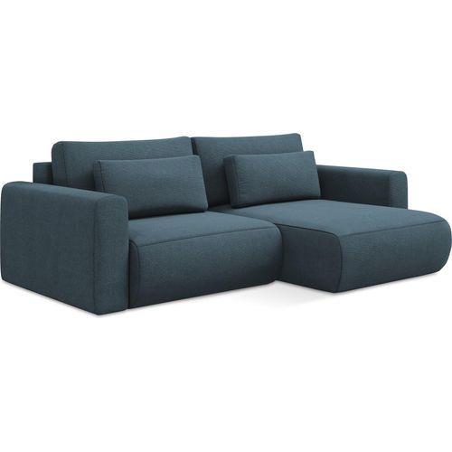 2-Sitzer Ecksofa mit Schlaffunktion - Ecke Rechts - Strukturstoff - Jeans Blau - KAPUA