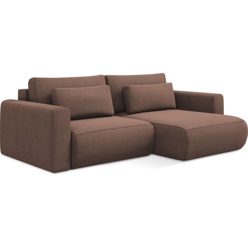 2-Sitzer Ecksofa mit Schlaffunktion - Ecke Rechts - Strukturstoff - Puderrosa - KAPUA