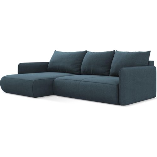 3-Sitzer Ecksofa mit Schlaffunktion - Ecke Links - Strukturstoff - Jeans - NANEA