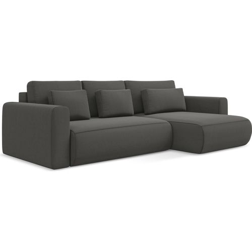 3-Sitzer Ecksofa mit Schlaffunktion - Ecke Rechts - Samt - Stahl - KAPUA