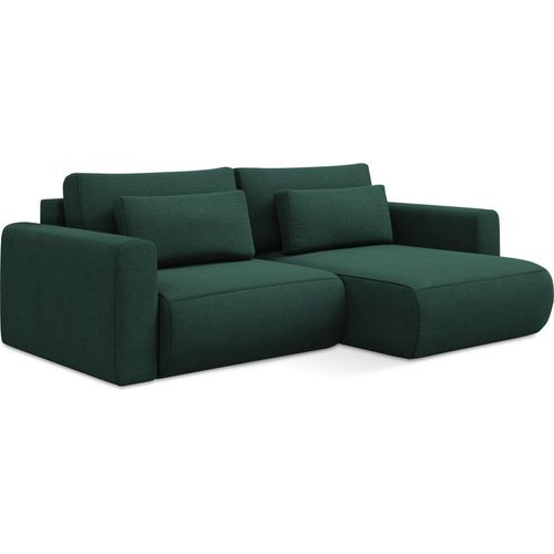 2-Sitzer Ecksofa mit Schlaffunktion - Ecke Rechts - Strukturstoff - Flaschengrün - KAPUA