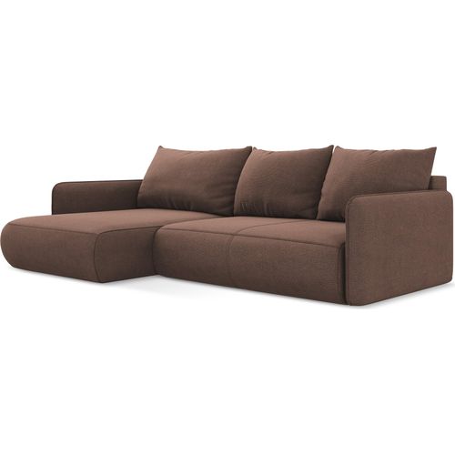 3-Sitzer Ecksofa mit Schlaffunktion - Ecke Links - Strukturstoff - Puderrosa - NANEA