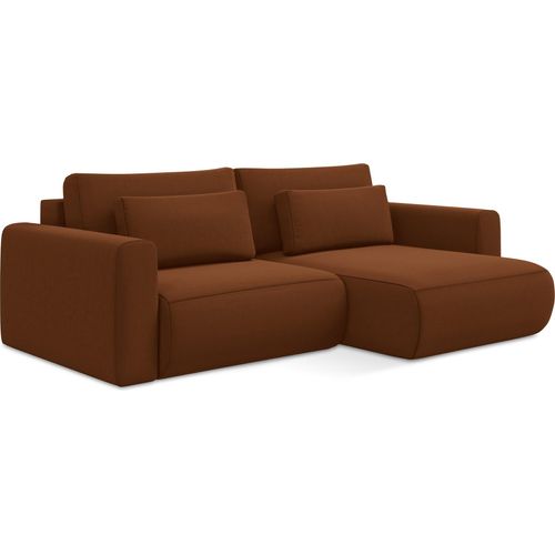 2-Sitzer Ecksofa mit Schlaffunktion - Ecke Rechts - Samt - Terrakotta - KAPUA