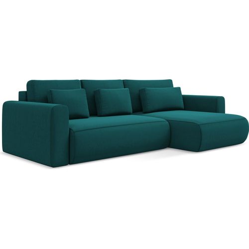 3-Sitzer Ecksofa mit Schlaffunktion - Ecke Rechts - Samt - Marine - KAPUA
