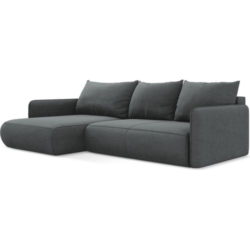 3-Sitzer Ecksofa mit Schlaffunktion - Ecke Links - Strukturstoff - Grau - NANEA