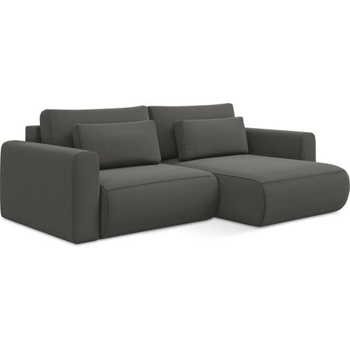 2-Sitzer Ecksofa mit Schlaffunktion - Ecke Rechts - Samt - Stahl - KAPUA