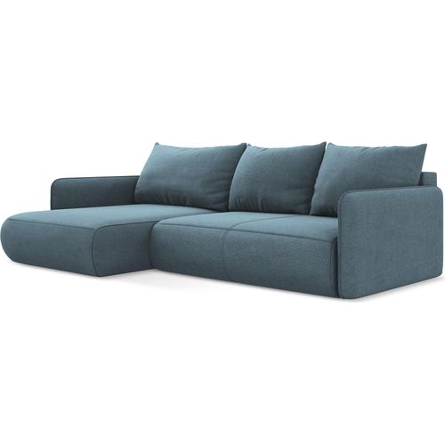 3-Sitzer Ecksofa mit Schlaffunktion - Ecke Links - Strukturstoff - Hellblau - NANEA