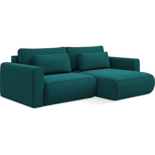 2-Sitzer Ecksofa mit Schlaffunktion - Ecke Rechts - Samt - Marine - KAPUA