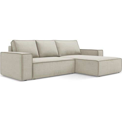 3-Sitzer Ecksofa mit Schlaffunktion - Ecke Rechts - Strukturstoff - Hell beige - KIMO