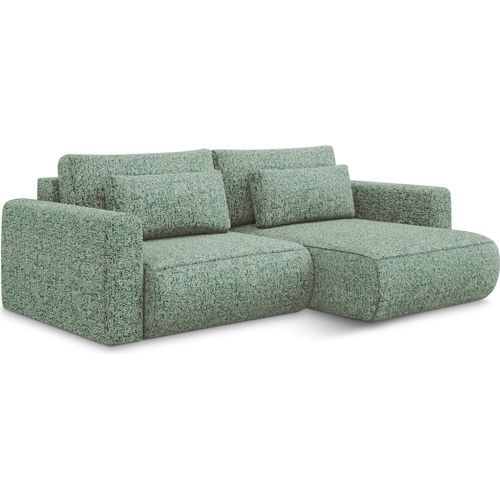 2-Sitzer Ecksofa mit Schlaffunktion - Ecke Rechts - Strukturstoff - Hellgrün - KAPUA