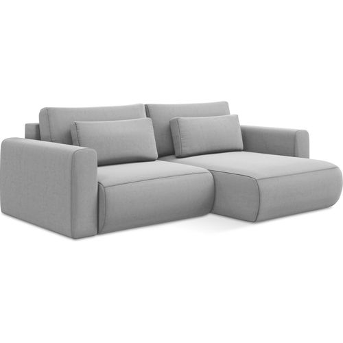 2-Sitzer Ecksofa mit Schlaffunktion - Ecke Rechts - Samt - Grau - KAPUA