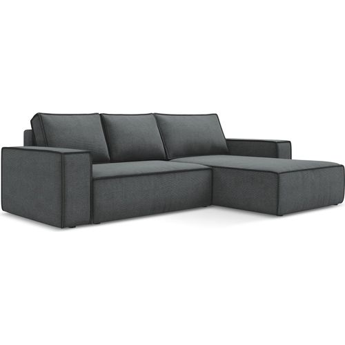 3-Sitzer Ecksofa mit Schlaffunktion - Ecke Rechts - Strukturstoff - Grau - KIMO