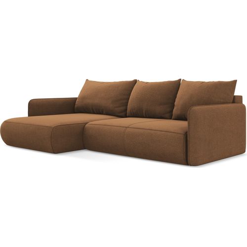 3-Sitzer Ecksofa mit Schlaffunktion - Ecke Links - Strukturstoff - Terrakotta - NANEA