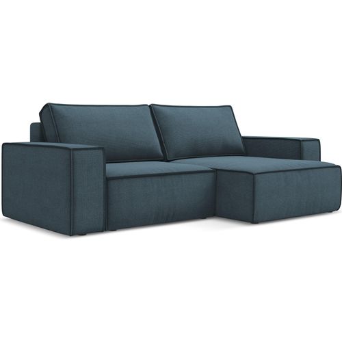 2-Sitzer Ecksofa mit Schlaffunktion - Ecke Rechts - Strukturstoff - Jeans - KIMO