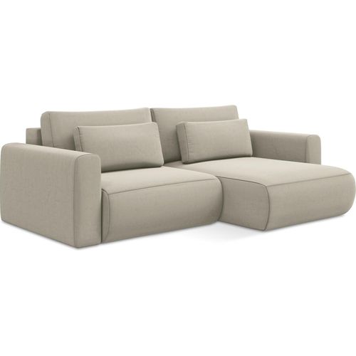 2-Sitzer Ecksofa mit Schlaffunktion - Ecke Rechts - Samt - Perle - KAPUA