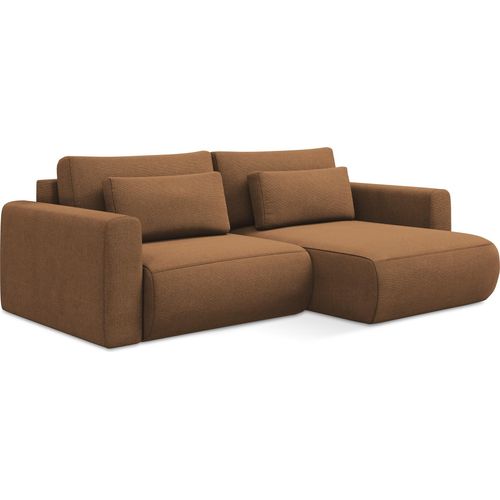 2-Sitzer Ecksofa mit Schlaffunktion - Ecke Rechts - Strukturstoff - Terrakotta dunkel - KAPUA