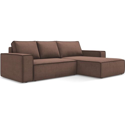3-Sitzer Ecksofa mit Schlaffunktion - Ecke Rechts - Strukturstoff - Puderrosa - KIMO