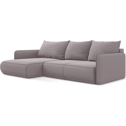 3-Sitzer Ecksofa mit Schlaffunktion - Ecke Links - Samt - Lavendel - NANEA