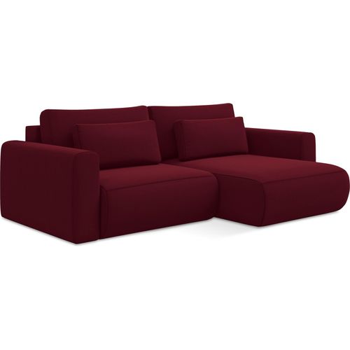 2-Sitzer Ecksofa mit Schlaffunktion - Ecke Rechts - Samt - Burgund - KAPUA