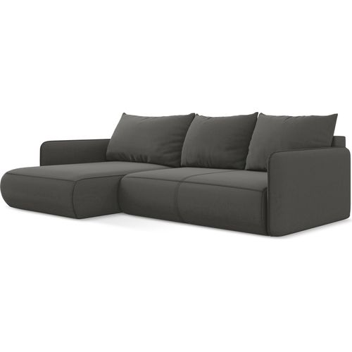 3-Sitzer Ecksofa mit Schlaffunktion - Ecke Links - Samt - Stahl - NANEA