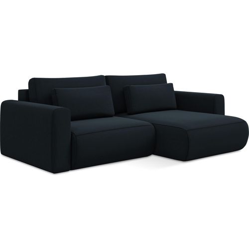 2-Sitzer Ecksofa mit Schlaffunktion - Ecke Rechts - Samt - Königsblau - KAPUA