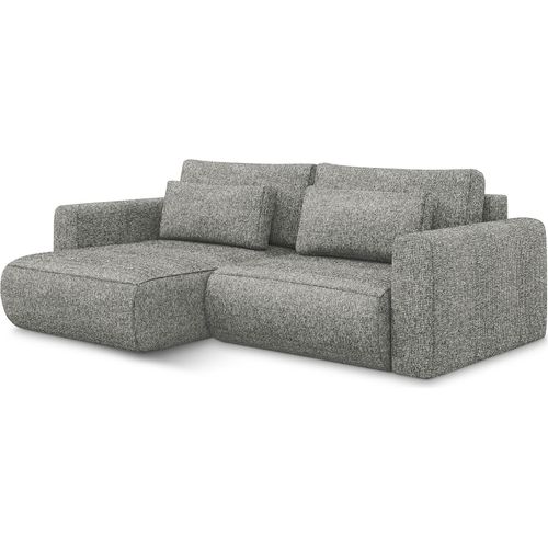 2-Sitzer Ecksofa mit Schlaffunktion - Ecke Links - Strukturstoff - Stahl - KAPUA