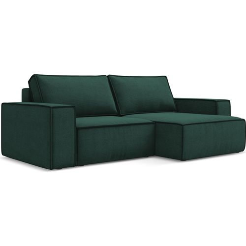 2-Sitzer Ecksofa mit Schlaffunktion - Ecke Rechts - Strukturstoff - Flaschengrün - KIMO