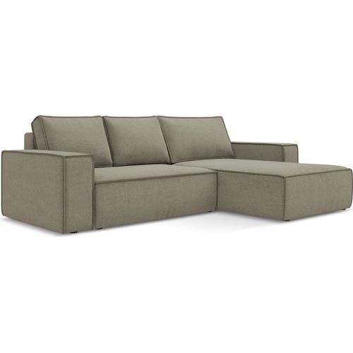 3-Sitzer Ecksofa mit Schlaffunktion - Ecke Rechts - Strukturstoff - Dunkelbeige - KIMO