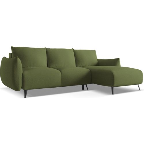 Ecksofa mit Schlaffunktion - Ecke Rechts - Chenille - Flaschengrün - MALIE